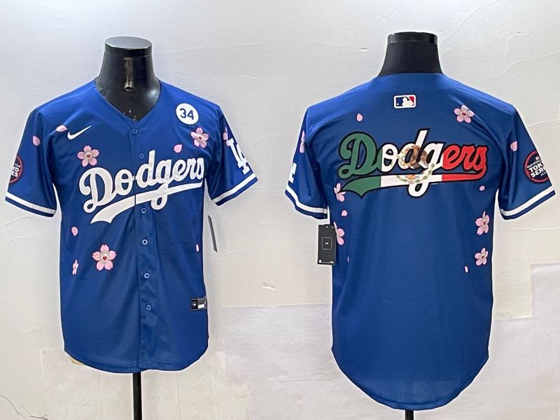 Men Los Angeles Dodgers Blank Blue Sakura Edition 2025 Nike MLB Jersey style 10->los angeles dodgers->MLB Jersey